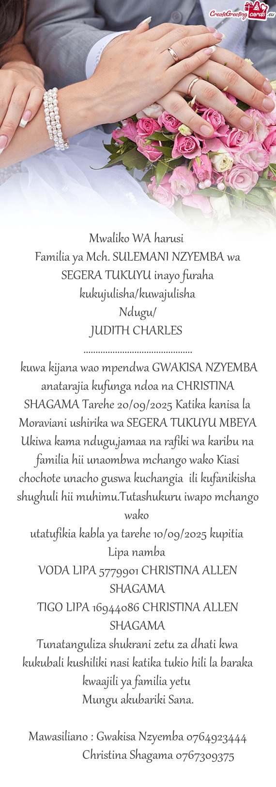 Mwaliko WA harusi